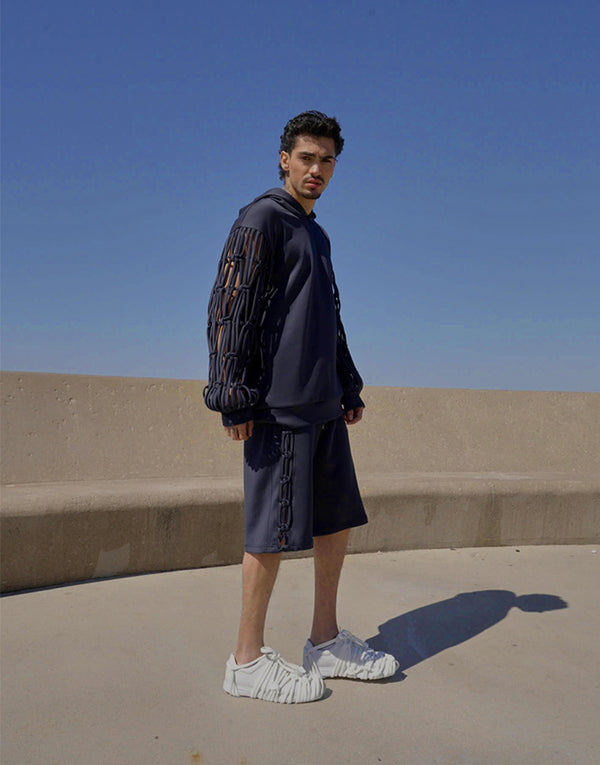 Men's Navy Shorts With Knot Detail