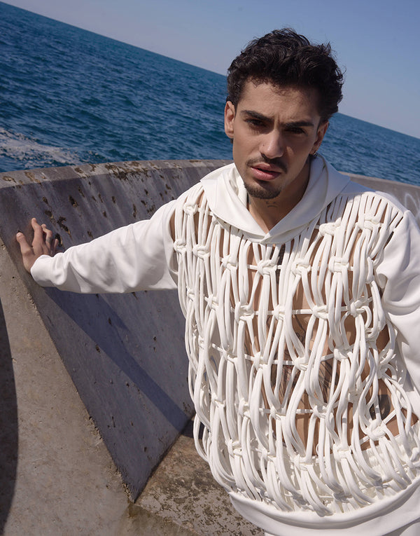 Onda White See-Through Hoodie