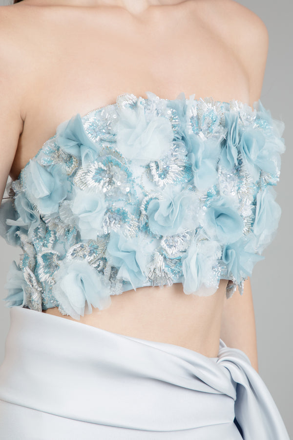 Azure Petals Embroidered Top