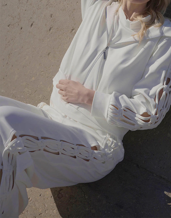 Women's White Pants With Knot Detail